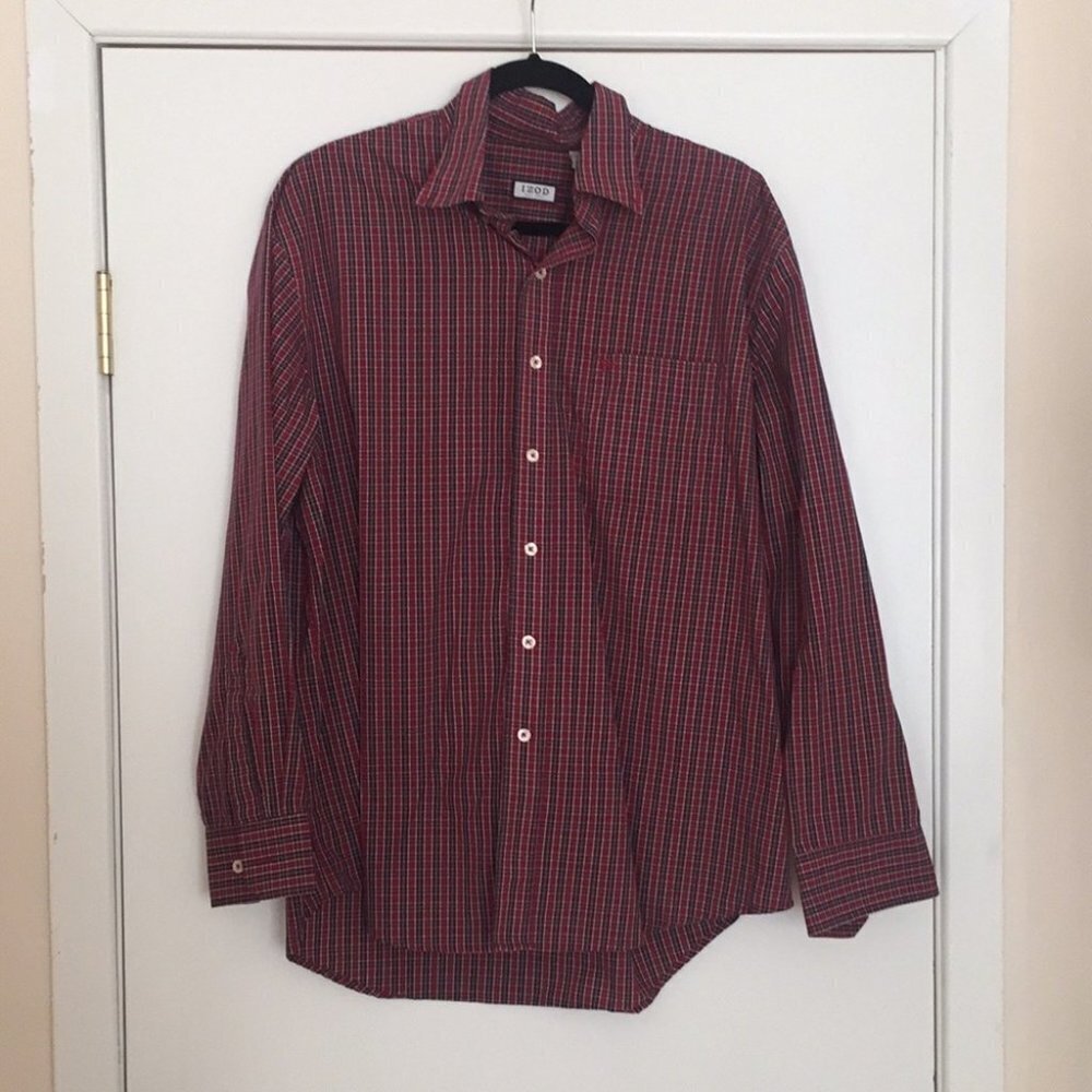 L IZOD Mens Plaid Shirt D06 4809